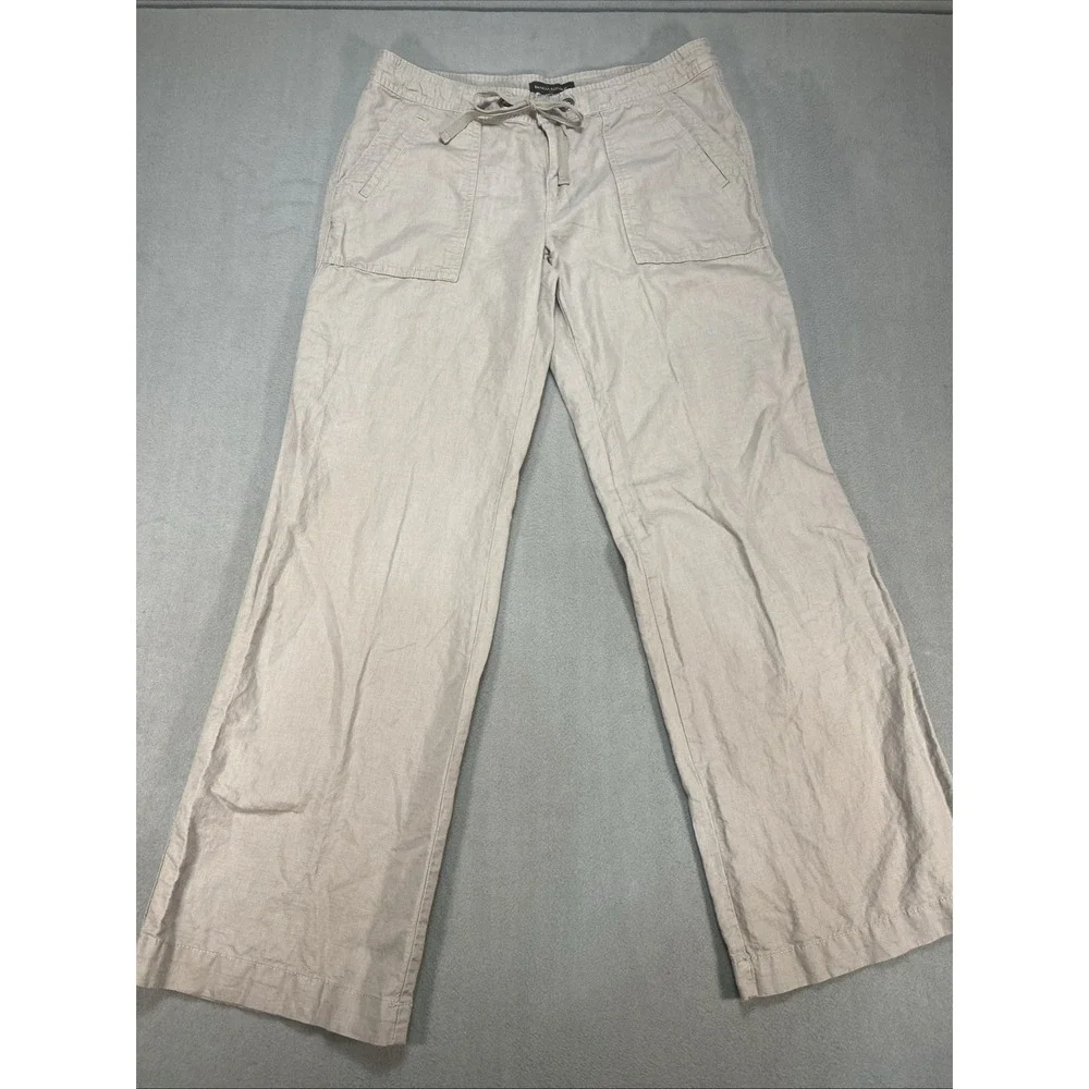 Banana Republic Womens Utility Pants Large Martin Fit Linen Blend Gray Wide Leg
